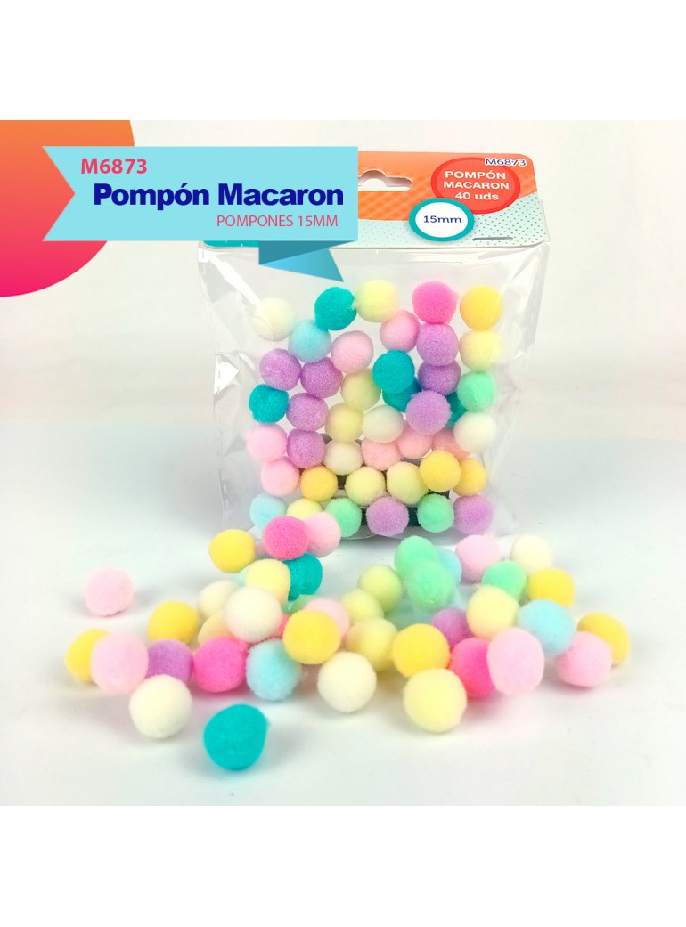 Opitec Espana  Pompones de colores pastel (10 - 40 mm) 30 ud.