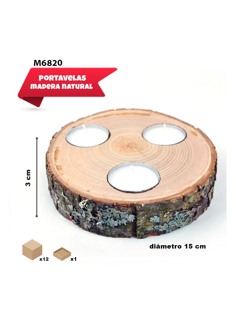 RODAJA PORTAVELAS DE MADERA...