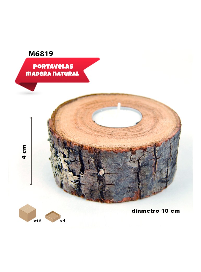 RODAJA PORTAVELAS DE MADERA...