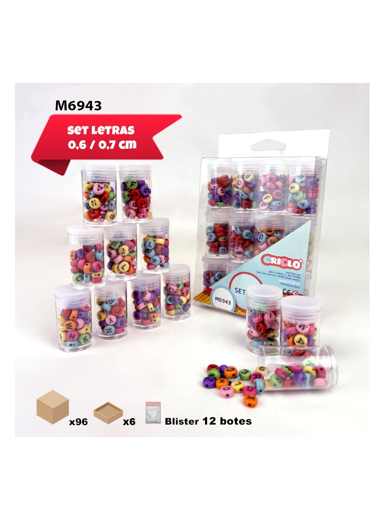 Set Cuentas Letras colores DIY
