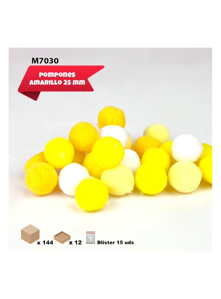 POMPONES AMARILLOS 25MM