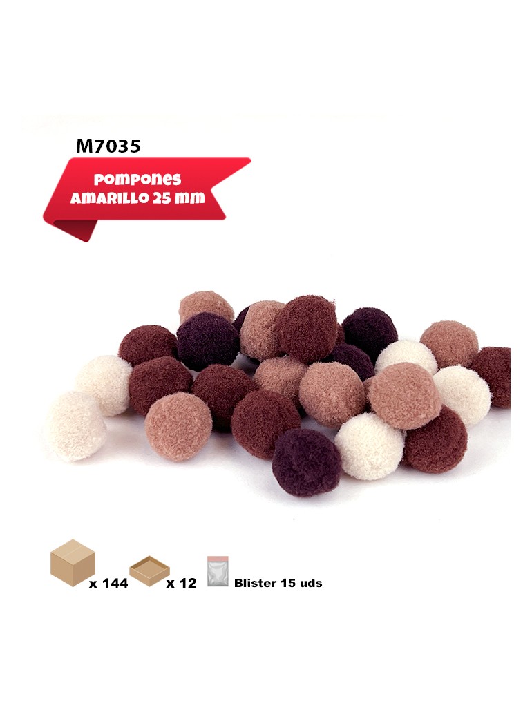 POMPONES MARRONES 25MM