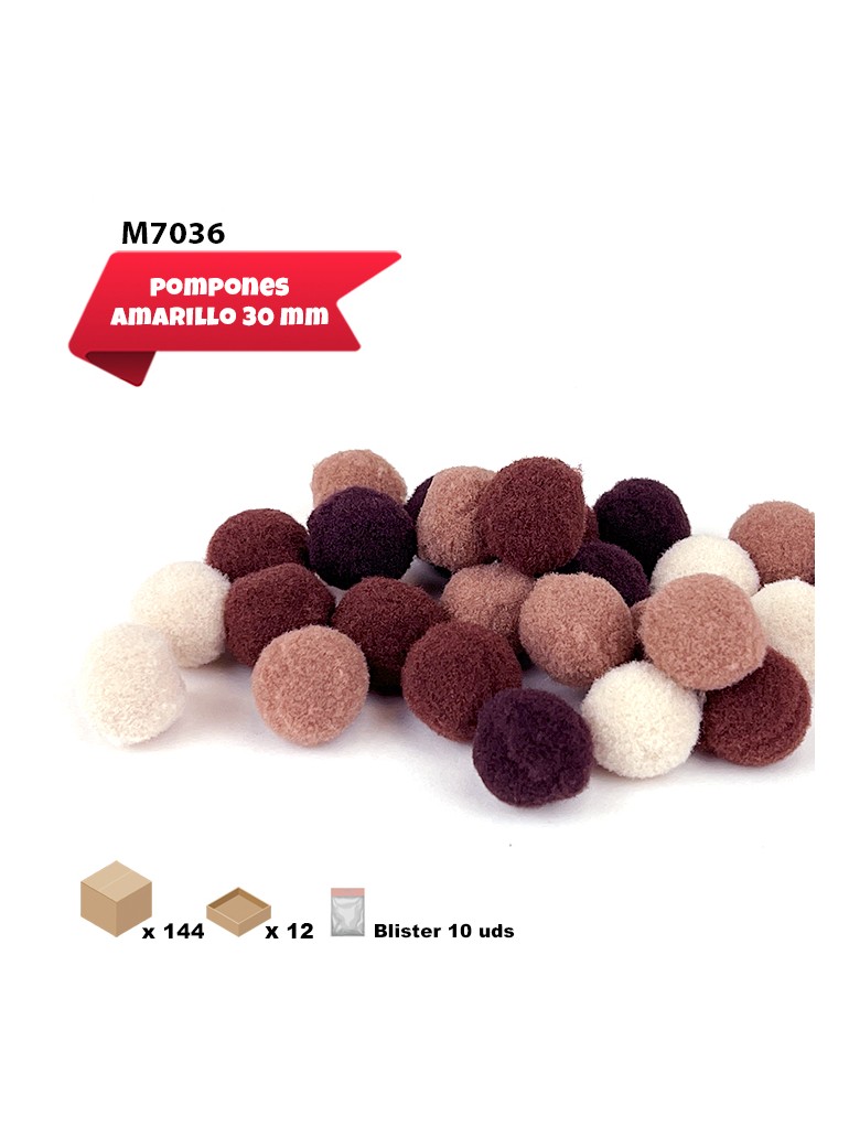 POMPONES MARRONES 30MM