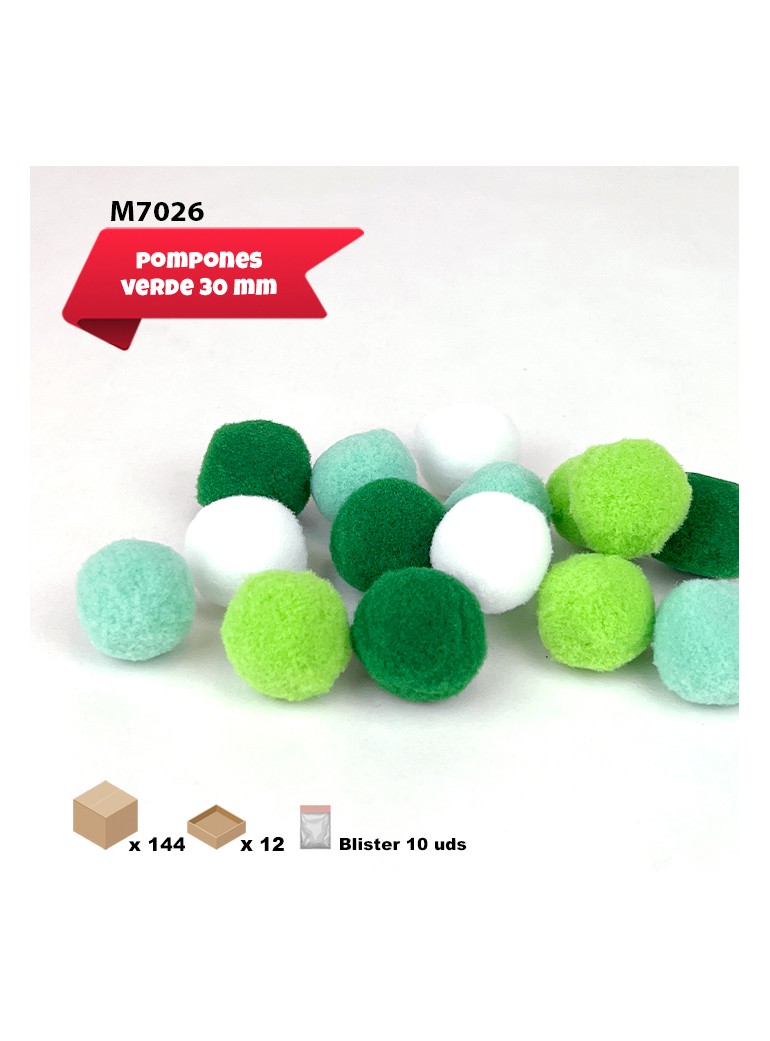 POMPONES VERDES 30MM
