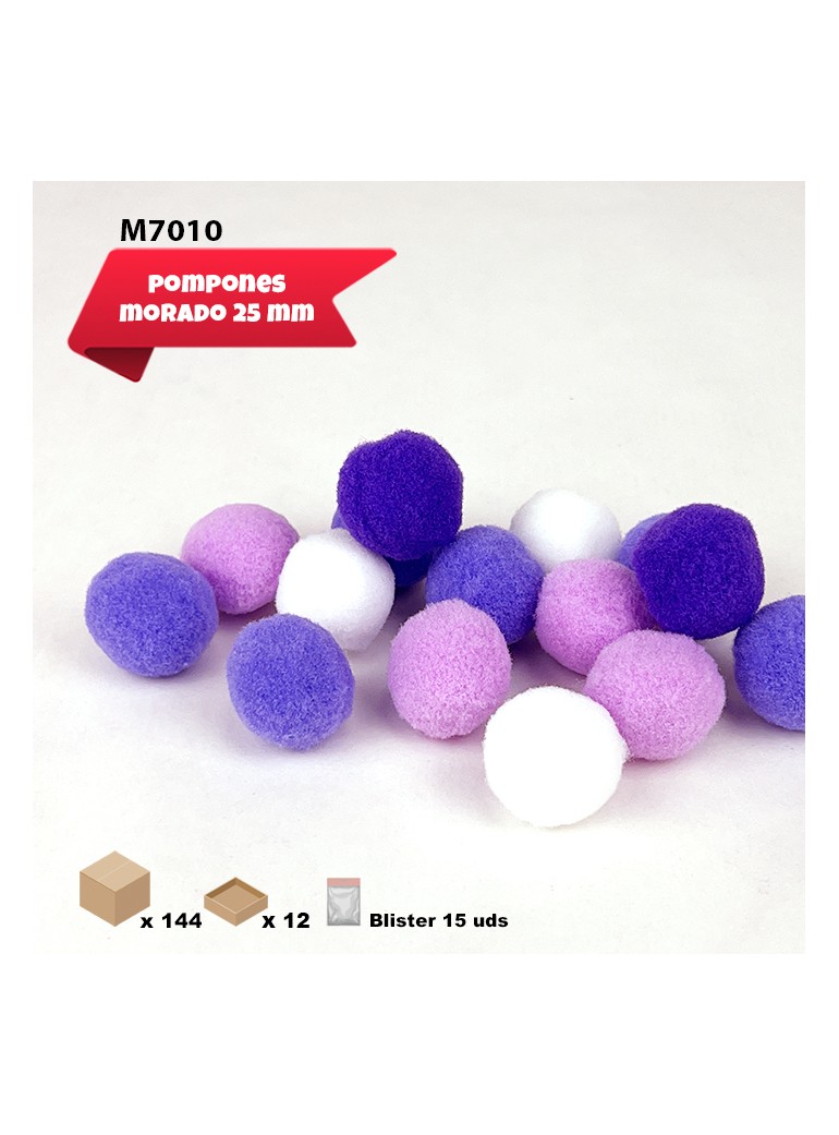 POMPONES MORADOS 25MM