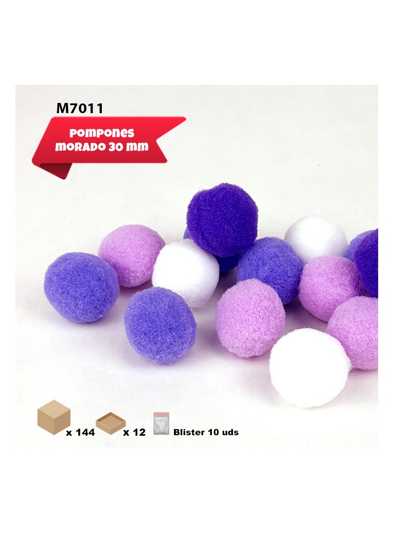 POMPONES MORADOS 30MM