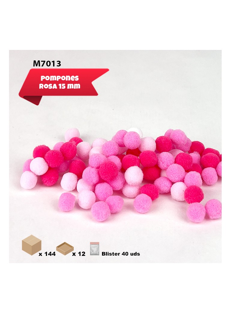 POMPONES ROSAS 15MM