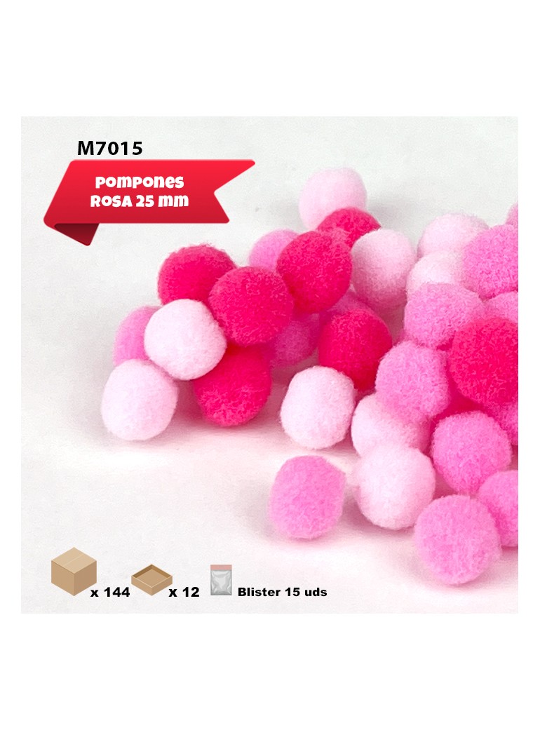 POMPONES ROSAS 25MM