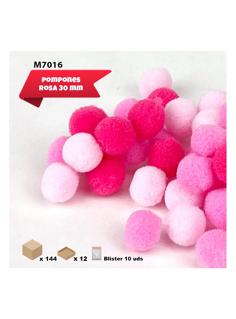 POMPONES ROSAS 30MM