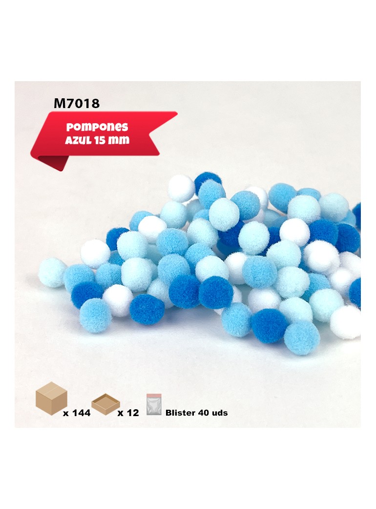 POMPONES AZULES 15MM
