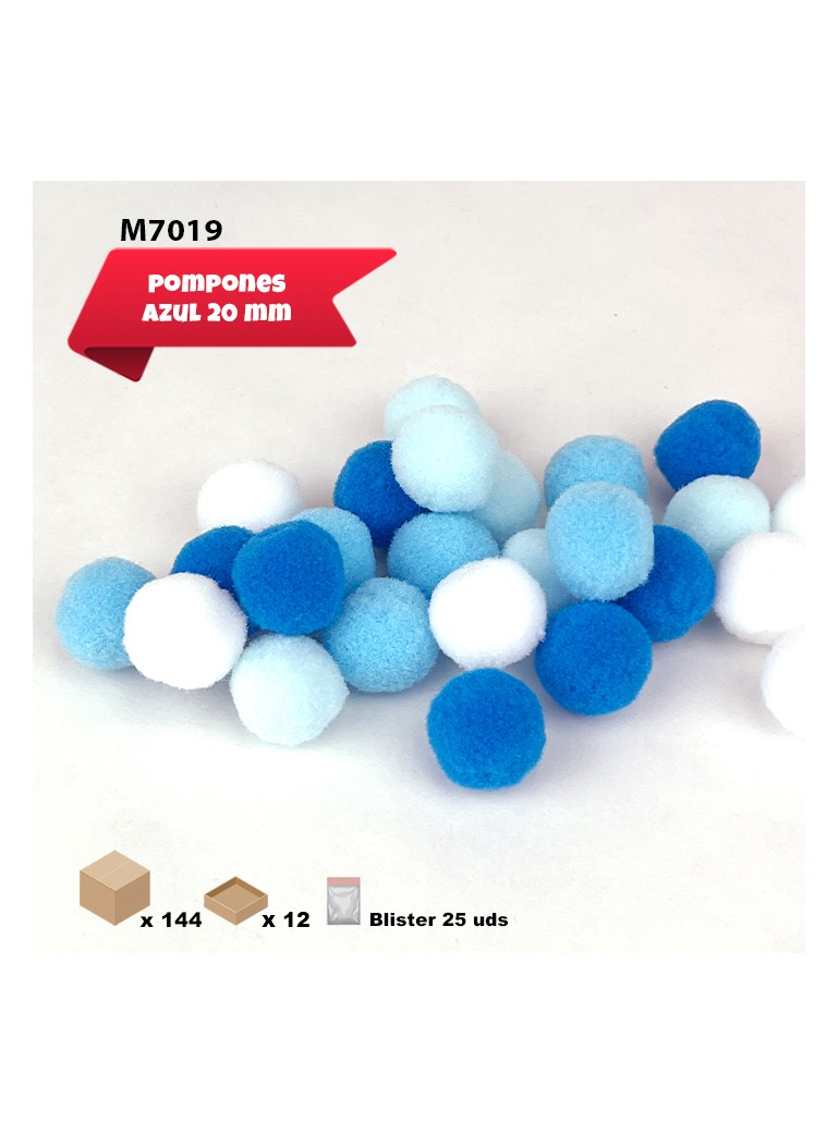POMPONES AZULES 20MM