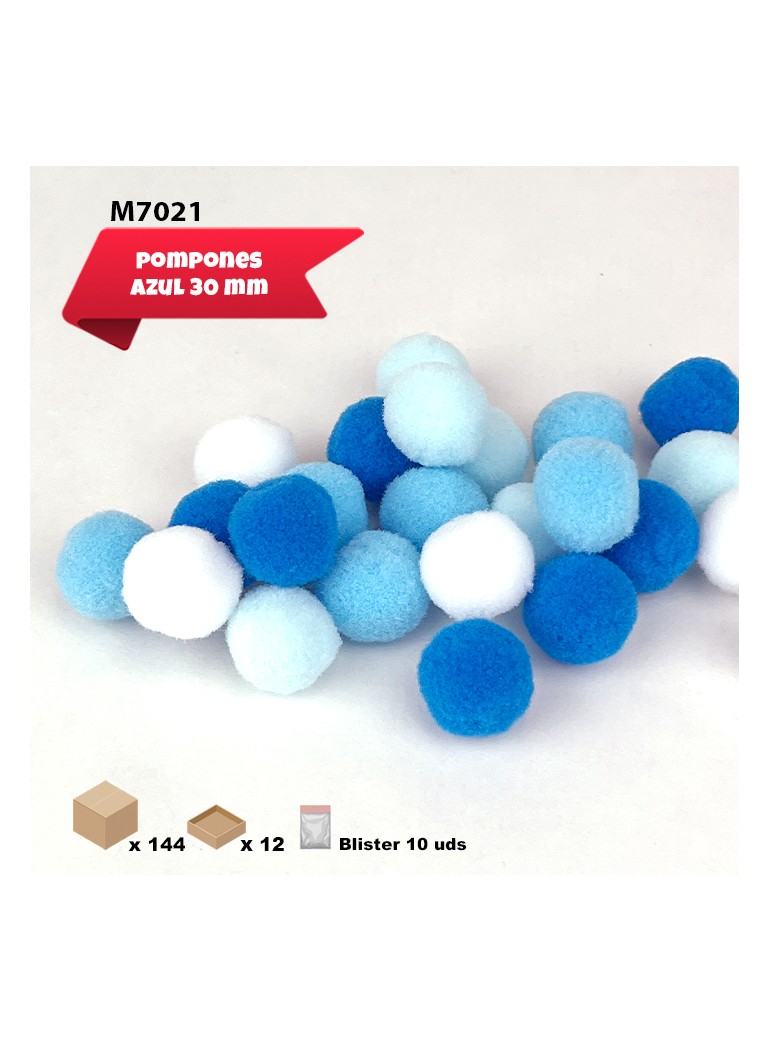 POMPONES AZULES 30MM
