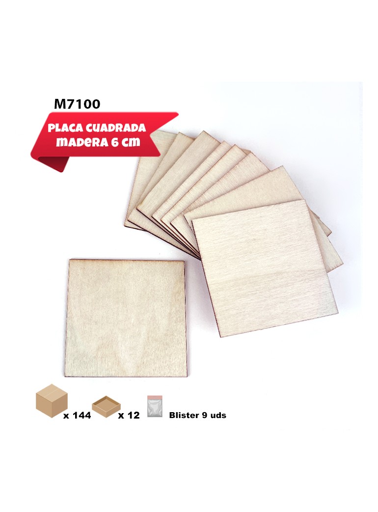 PLACAS CUADRADAS DE MADERA 6CM