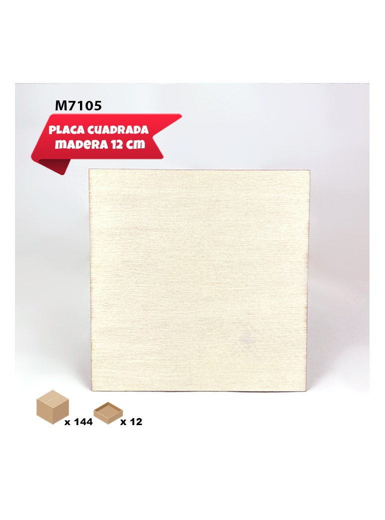 PLACA CUADRADA DE MADERA 12CM