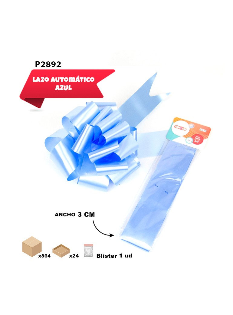 LAZO AUTOMÁTICO AZUL 3CM ANCHO