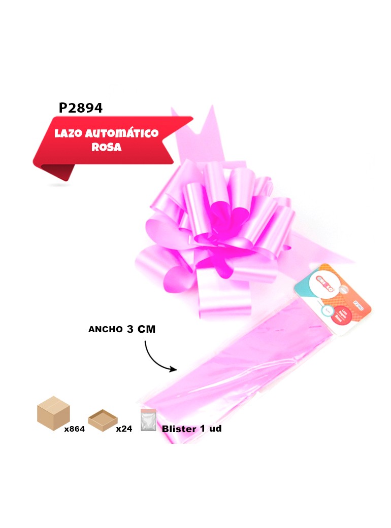 LAZO AUTOMÁTICO ROSA 3CM ANCHO