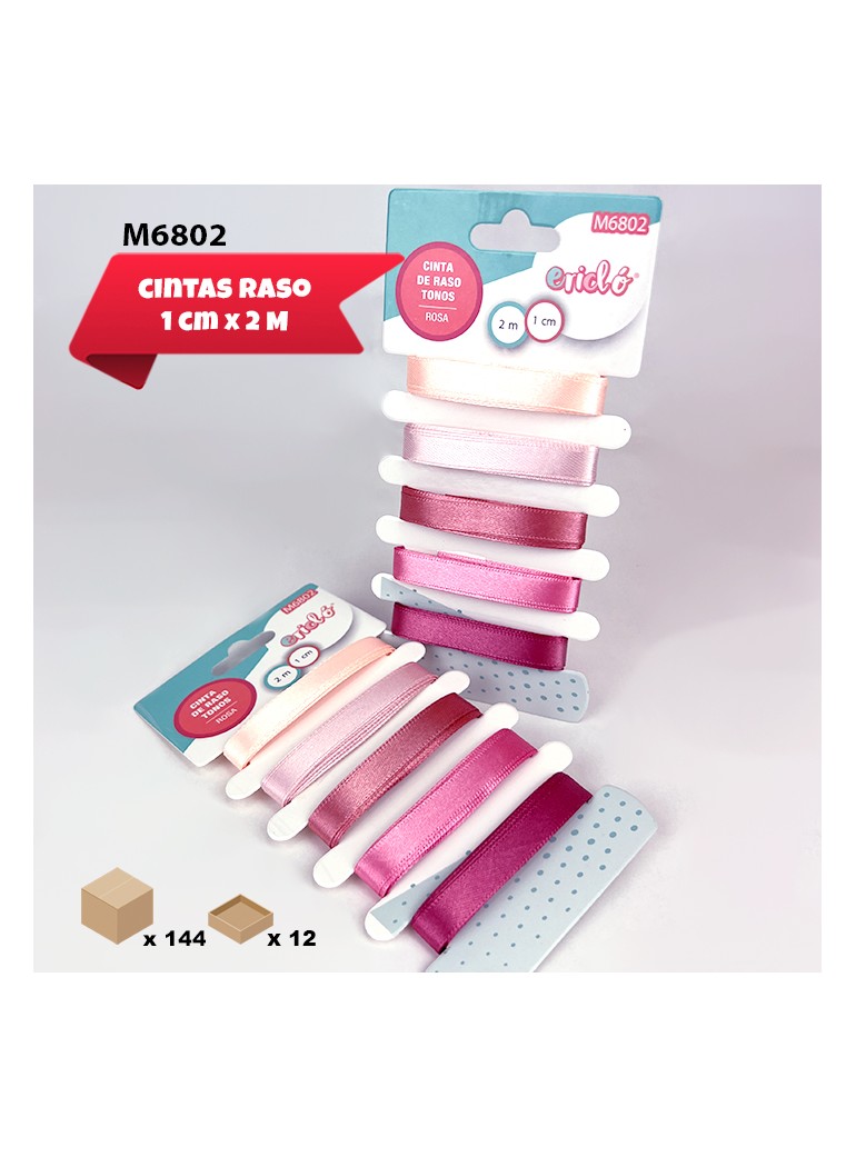 5 CINTAS DE RASO ROSA 1CM