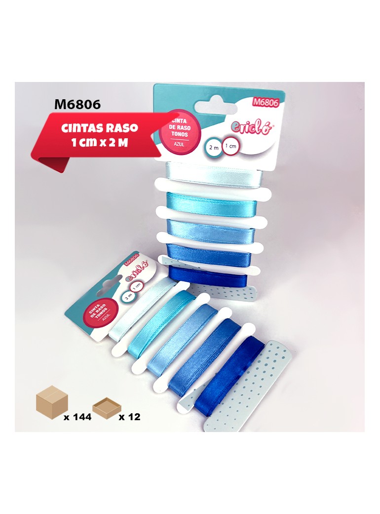 5 CINTAS DE RASO AZUL 1CM