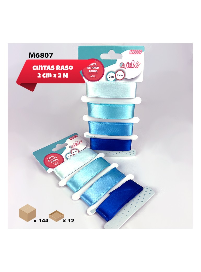 4 CINTAS DE RASO AZUL 2CM