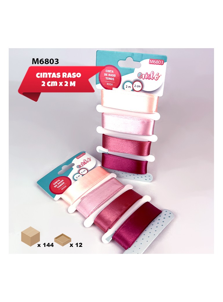 4 CINTAS DE RASO ROSA 2CM