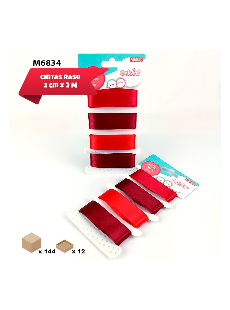 4 CINTAS DE RASO ROJO 2CM