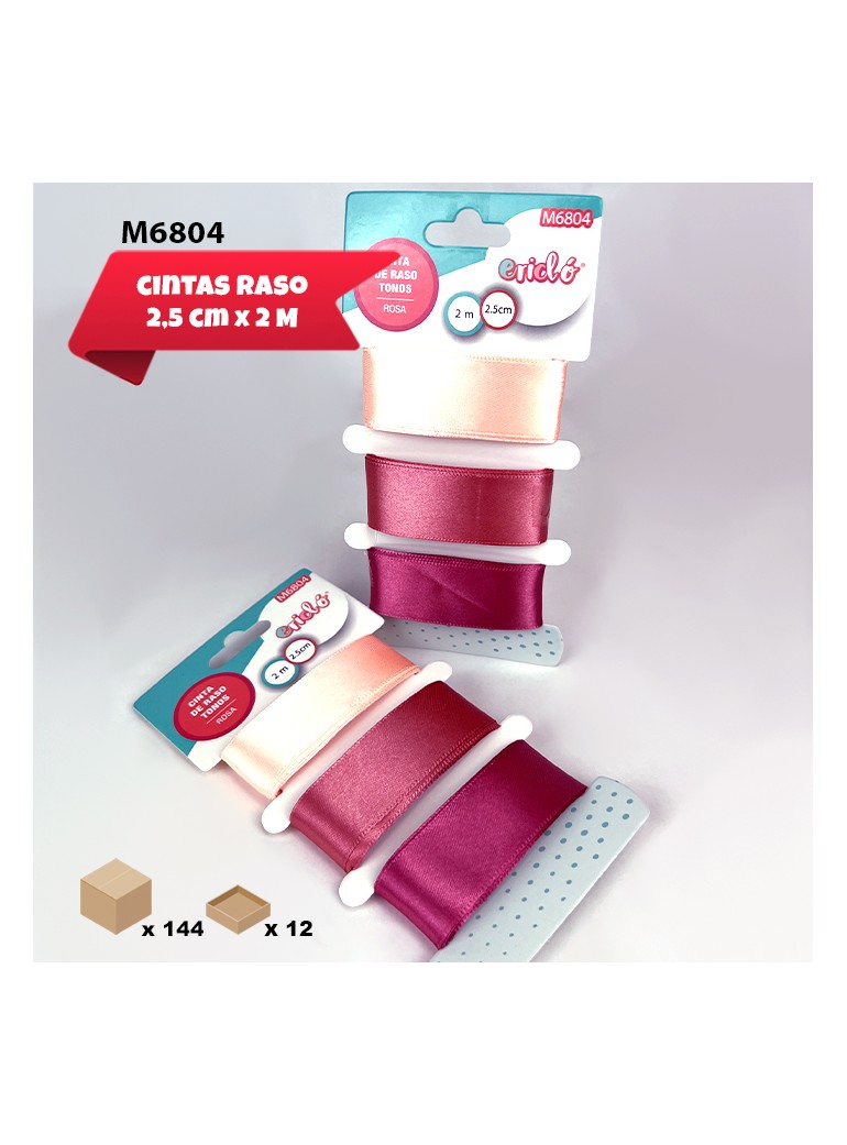 3 CINTAS DE RASO ROSA 2,5CM