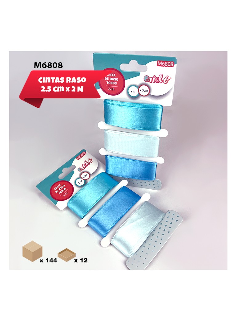 3 CINTAS DE RASO AZUL 2,5CM