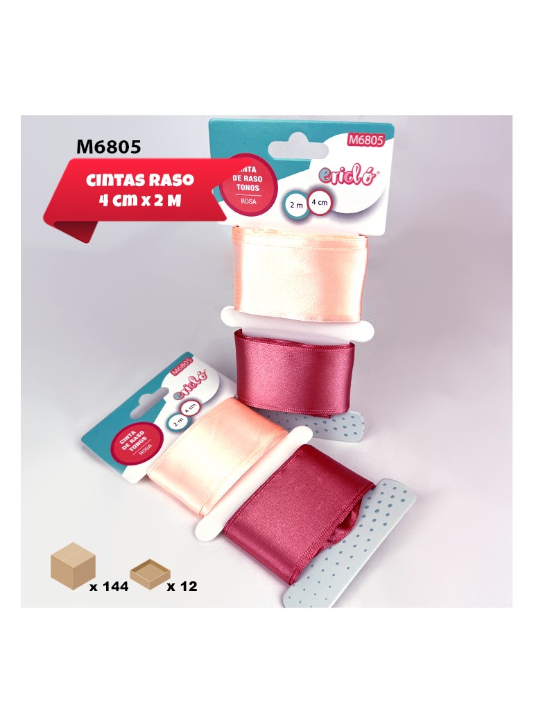 2 CINTAS DE RASO ROSA 4CM