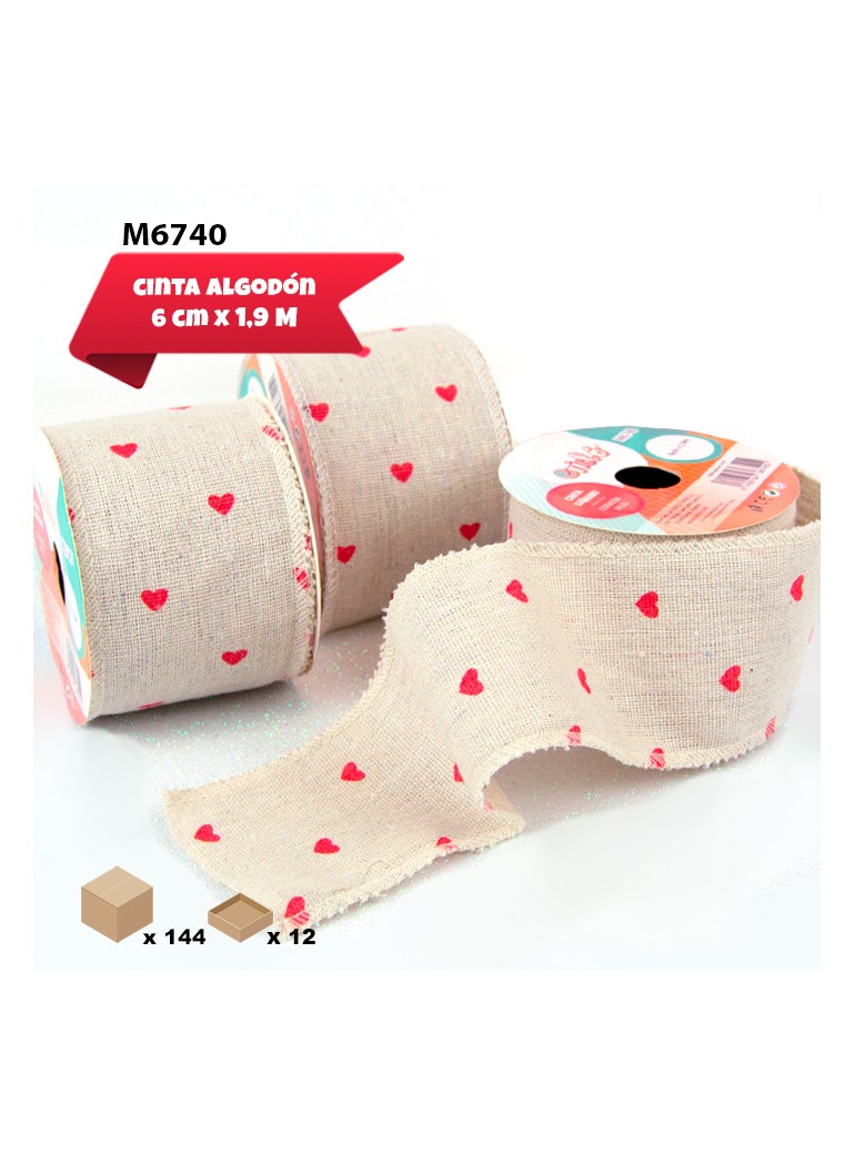 CINTA ALGODÓN CORAZONES 5CM...