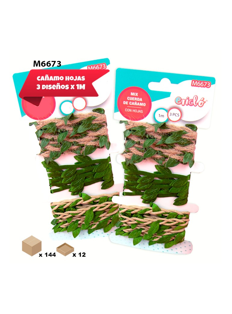 PACK 3 CINTAS HOJAS TELA 1M