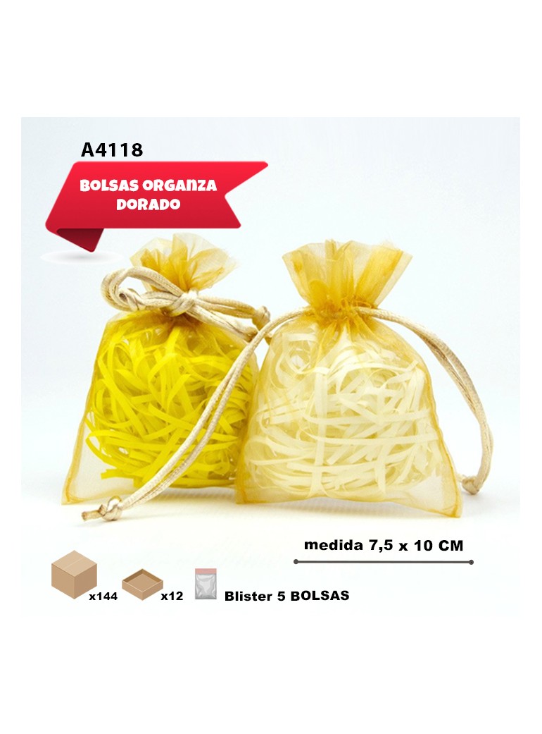 BOLSAS DE ORGANZA DORADAS...