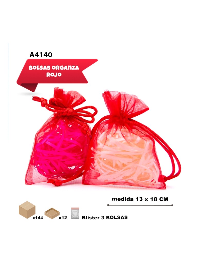 BOLSAS DE ORGANZA ROJAS 13...