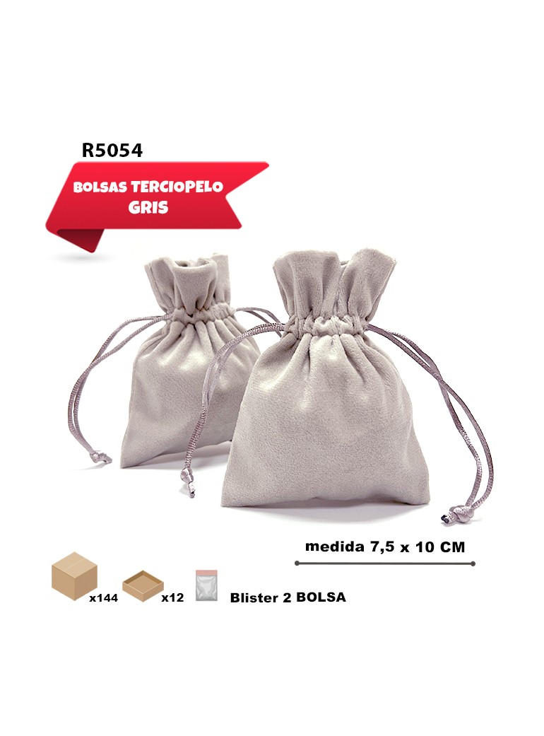 SACO DE TERCIOPELO GRIS 7,5...