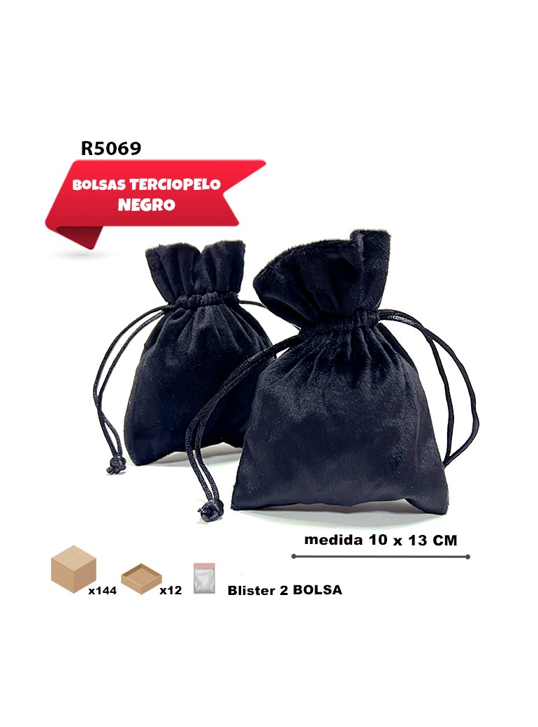 SACO DE TERCIOPELO NEGRO 10...
