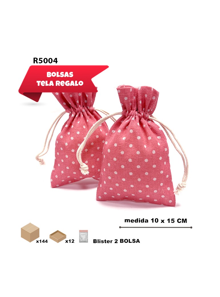 SACO DE TELA ROSA CON...