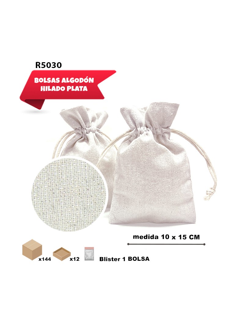 SACO DE TELA HILADO PLATA...