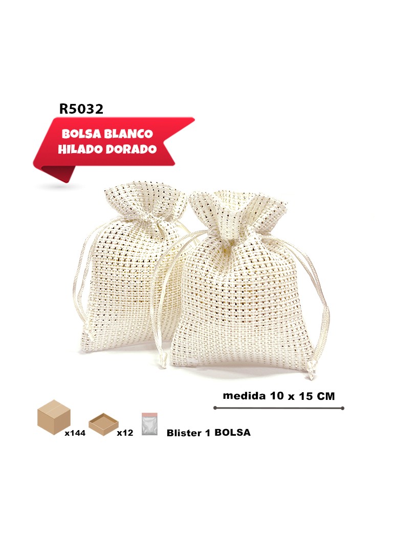 SACO DE TELA HILADO BLANCO...
