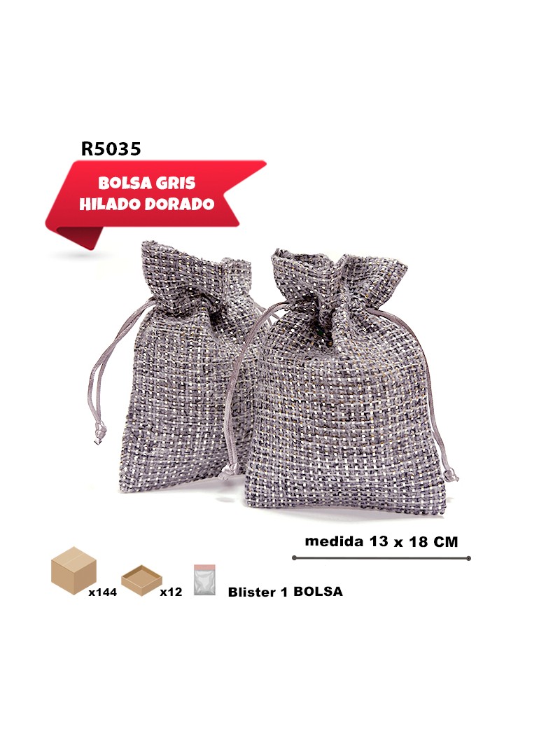 SACO DE TELA HILADO GRIS...