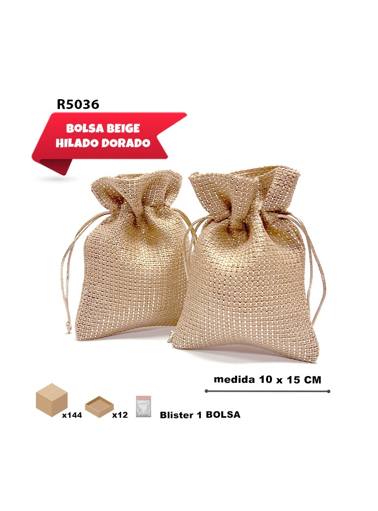 SACO DE TELA HILADO DORADO...
