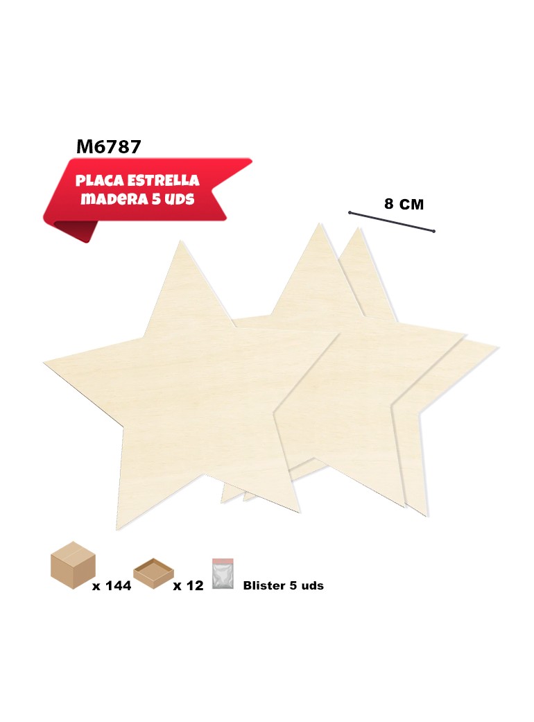 PLACAS DE MADERA ESTRELLA 8CM