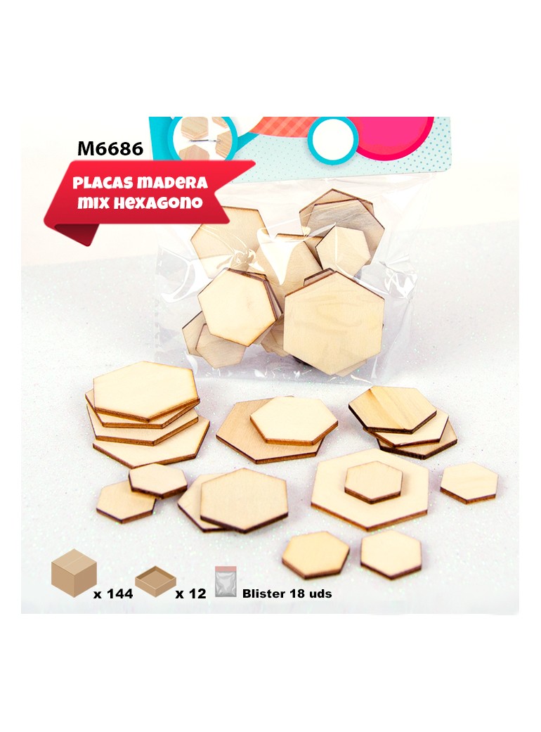 PLACAS DE MADERA HEXÁGONO...