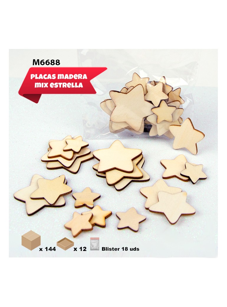 PLACA ESTRELLA MADERA SURTIDO