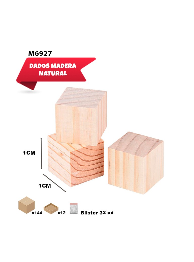 32 DADOS DE MADERA 1CM