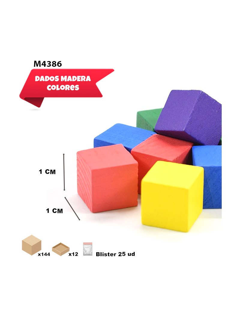 DADOS MADERA COLORES 1CM