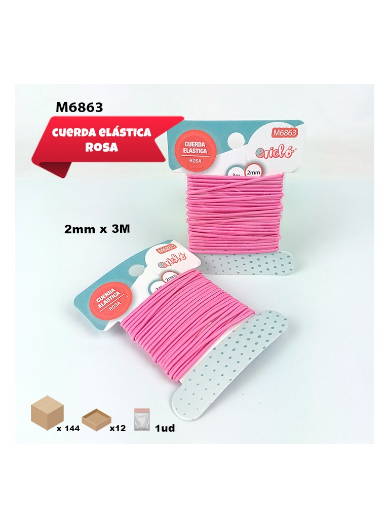 Cordón elástico ROSA 2mm x 3M.
