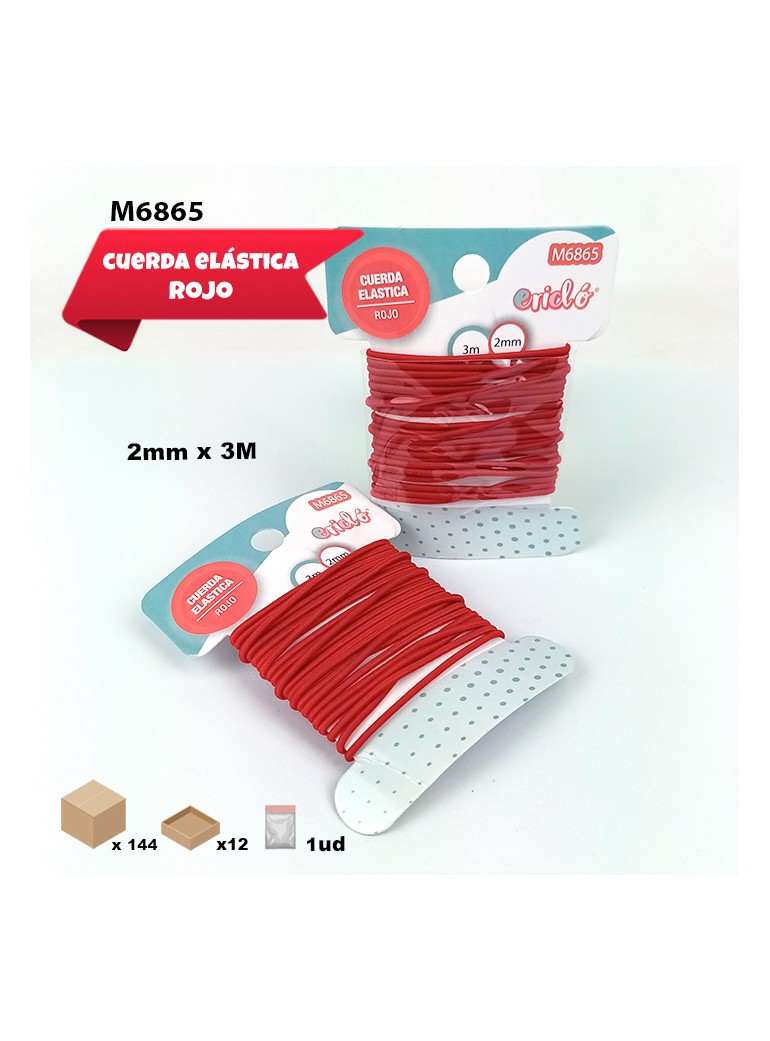 Cordón elástico Rojo 2mm x 3M.