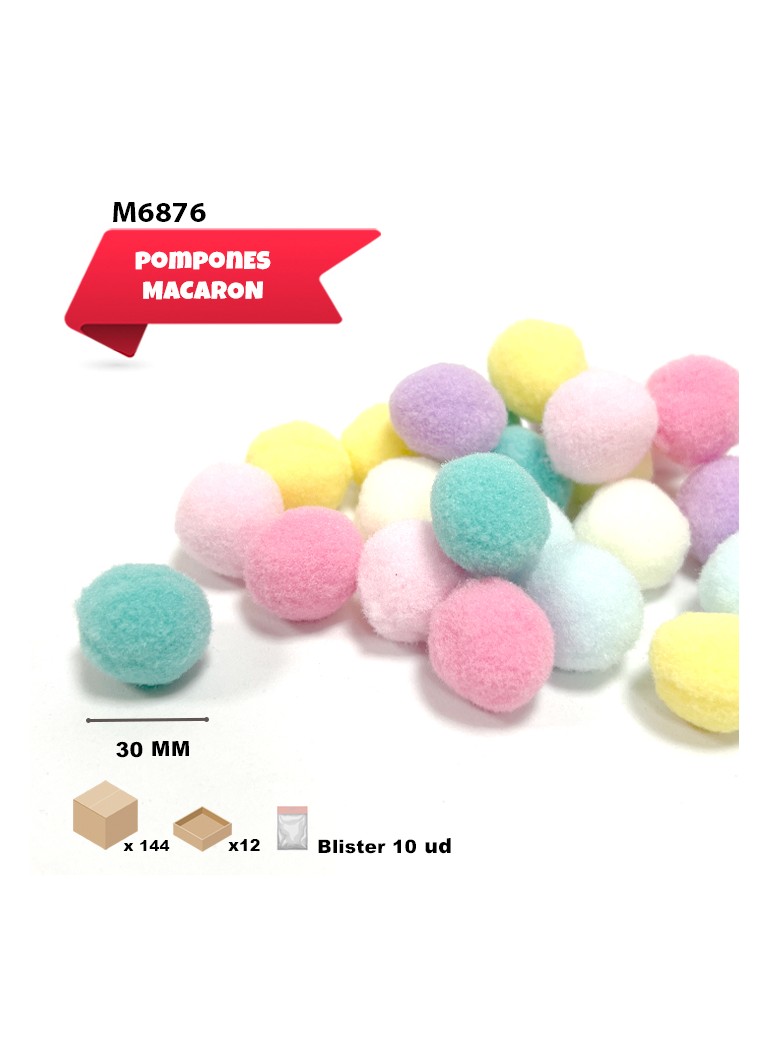 POMPONES PASTEL 30MM 10UD