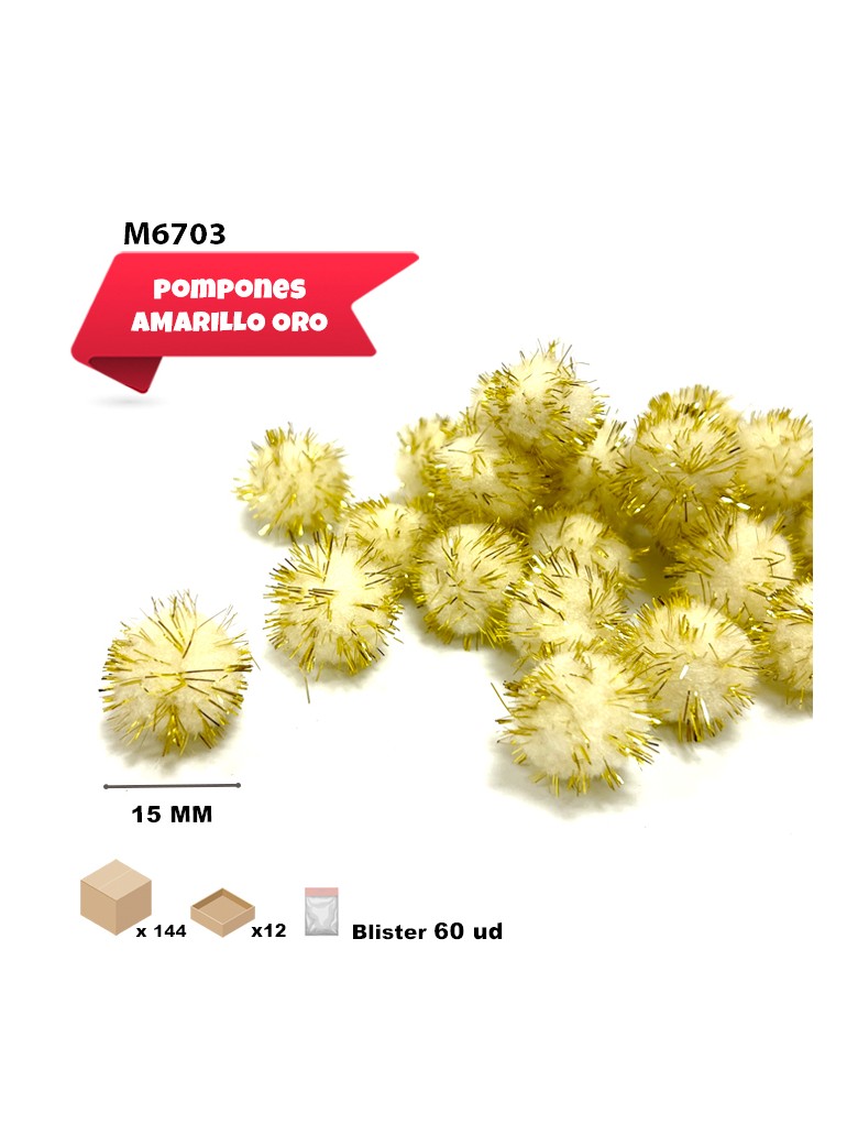 POMPONES BRILLO ORO 1,5CM
