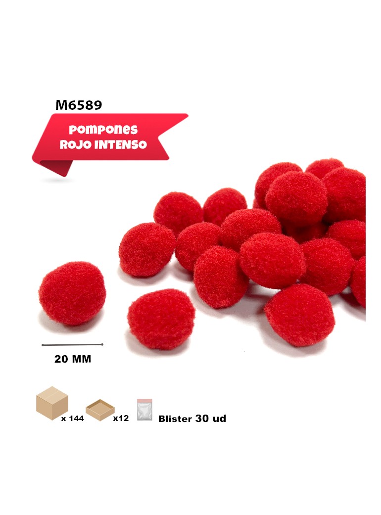 POMPÓN ROJO CÁLIDO 20MM 30UDS