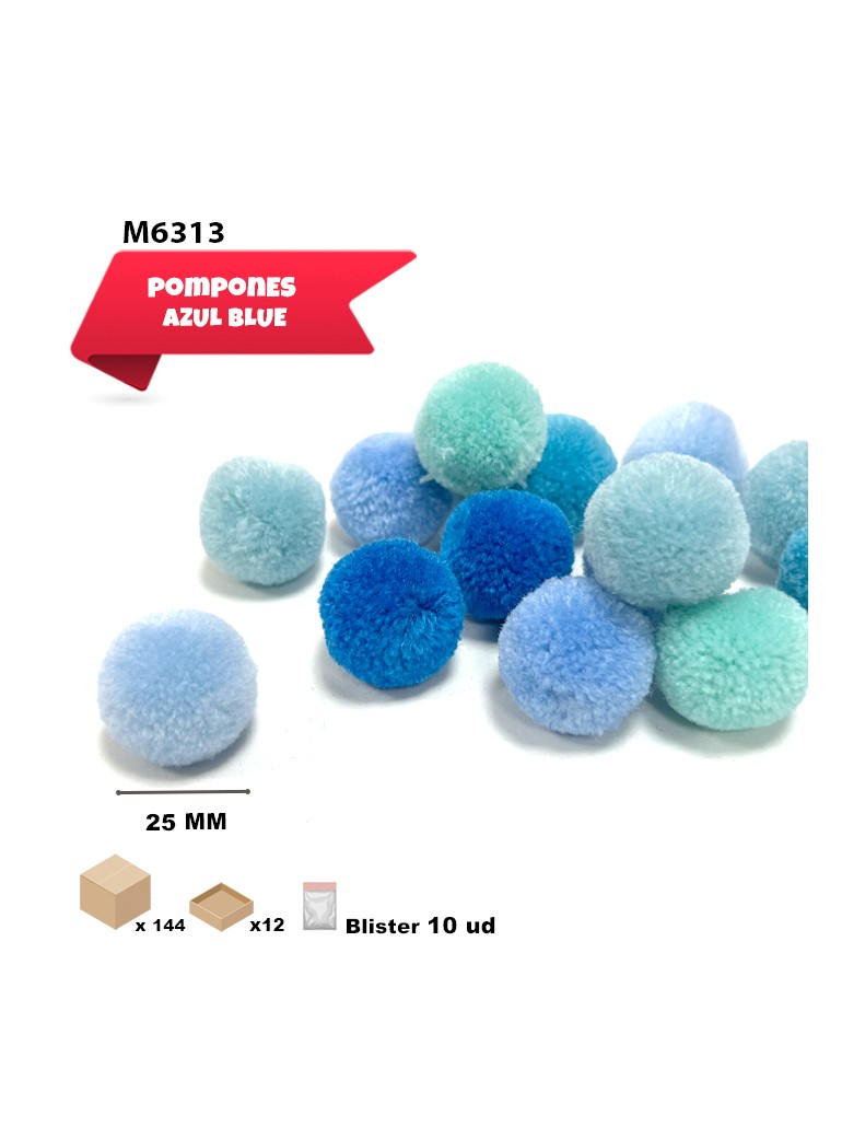 POMPONES CASHMERE BLUE 25MM
